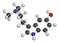 Bufotenin molecule. Tryptamine present in several psychedelic toads. 3D rendering. Atoms are represented as spheres with.