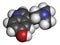 Bufotenin molecule. Tryptamine present in several psychedelic toads. 3D rendering. Atoms are represented as spheres with.