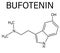 Bufotenin molecule. Tryptamine present in several psychedelic toads. Skeletal formula.