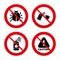 Bug disinfection signs. Caution attention icon