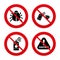 Bug disinfection signs. Caution attention icon