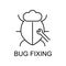 bug fixing outline icon. Element of data protection icon with name for mobile concept and web apps. Thin line bug fixing icon can