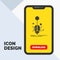 Bug, insect, spider, virus, web Glyph Icon in Mobile for Download Page. Yellow Background