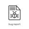 Bug report icon. Trendy modern flat linear vector Bug report icon on white background from thin line Programming collection