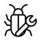 Bug setting vector line icon