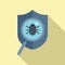Bug shield icon flat vector. Virus hacker