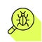 Bug under glass flat line icon. Malware vector illustration