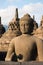 Buggha statue and stupas in Borobudur temple, Indonesia