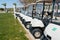 Buggies parked by the clubhouse in a golf course on the Costa Blanca in Spain