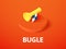Bugle isometric icon, on color background