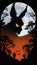 Bugs Bunny Silhouette with Full Moon, Made with Generative AI