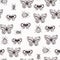 Bugs and butterflies seamless pattern. Linear graphic. Minimalist style. Vector illustration.