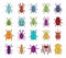 Bugs icon set, color outline style