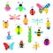 Bugs and other insects funny set, cute design. Vector illustration