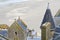 Buidings and medieval roofs in Mont Saint Michele in France, Normandy