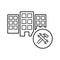 Build, building outline icon. Line art vector