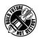 Build future not destroy vector emblem, logo, badge, sticker in vintage monochrome style isolated on white background