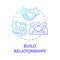 Build relationship blue gradient concept icon