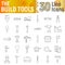 Build tools thin line icon set, construction symbols collection, vector sketches, logo illustrations, equipment signs