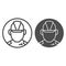 Builder avatar line and solid icon. Industrial worker face, man in uniform symbol, outline style pictogram on white