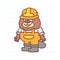 Builder beaver in hard hat standing and smiling. Hand drawn character