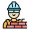 Builder brick icon color outline vector