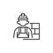 Builder, bricklayer line icon