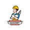 The Builder bricklayer logo icon isolated masonry cartoon style