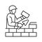 builder building with brick line icon vector illustration