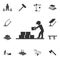 builder with building materials icon. Detailed set of construction materials icons. Premium quality graphic design. One of the col