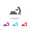 builder with building materials icon. Elements of construction materials in multi colored icons. Premium quality graphic design ic