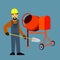 Builder with a cement mixer