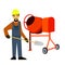 Builder with a cement mixer