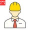 Builder color line icon, construction worker and repairman, engineer sign vector graphics, editable stroke filled