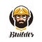 Builder, constructor logo. Industry, support, service, repair, overhaul icon or symbol.