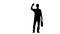 Builder with a diplomat in his hands waving his hand to people. Silhouette. White background