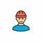 Builder flat vector icon. Colored builder icon in flat style for web design