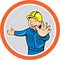 Builder Hands Out Circle Cartoon