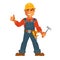 Builder or house constructor man profession vector flat icon