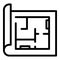 Builder house plan icon, outline style