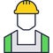 Builder icon worker in uniform hat helmet vector