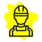 Builder line icon, engineer and man, construction worker sign