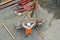 Builder manages the construction process of crane hook lifting w