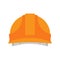 Builder Orange protective helmet. Serviceman hat. Vector illustration.