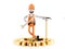 Builder plumber cartoon character, funny worker or engineer with gears, hummer and wrench isolated icon 3d illustration.