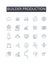 Builder production line icons collection. Manufacturer, Fabricator, Creator, Designer, Maker, Craftsman, Artisan vector