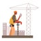 Builder or repairman wearing hardhat at working place