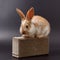 builder\\\'s day, symbol of the year easter rabbit on a building brick tile on a black background