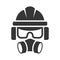 Builder Safety Helmet, Protection Glasses, Respirator and Headset Icon. Vector