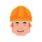 Builder sleep emotion avatar. Worker in protective helmets sleep